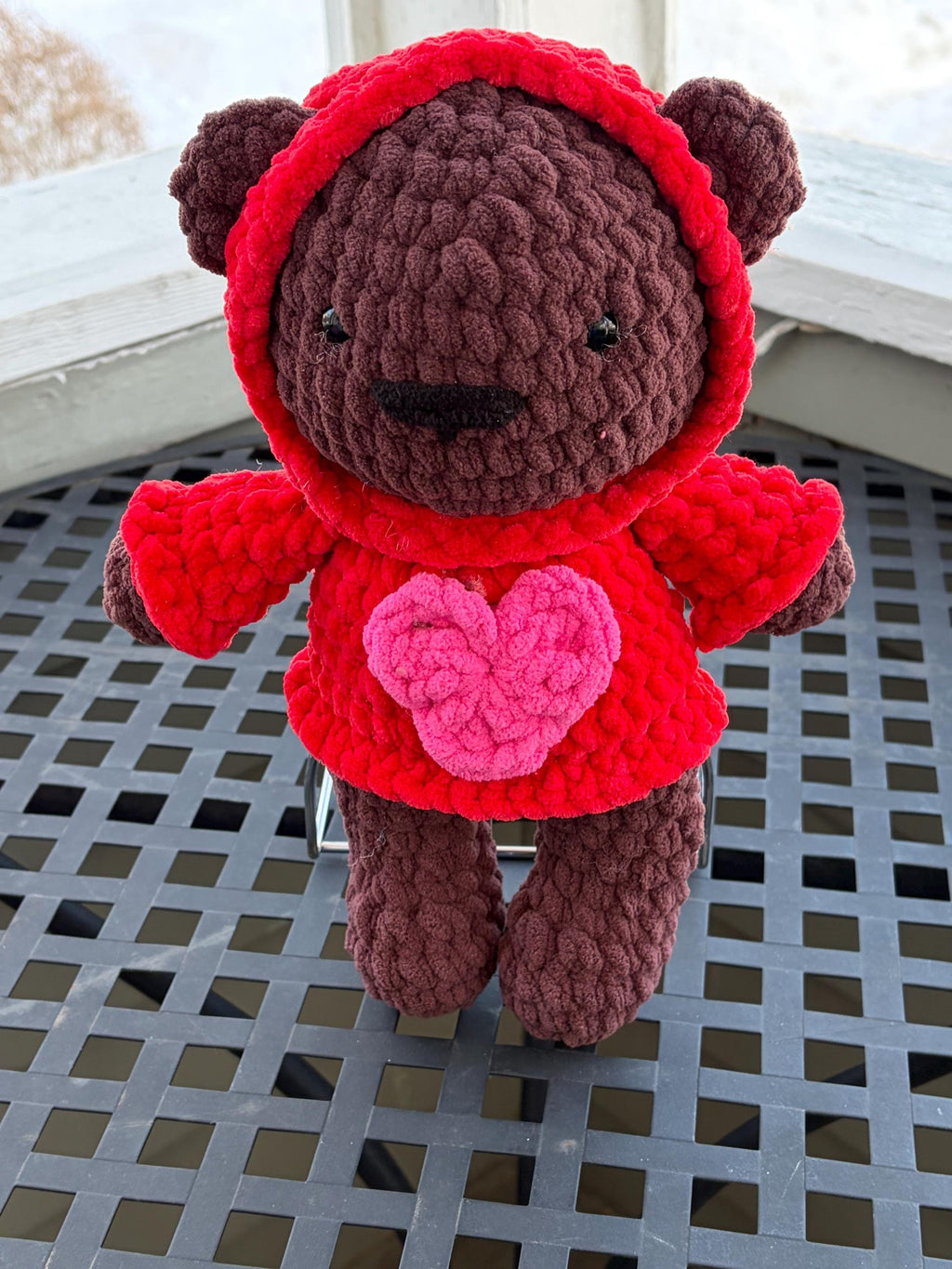 Crochet Bear Wearing Hoodie