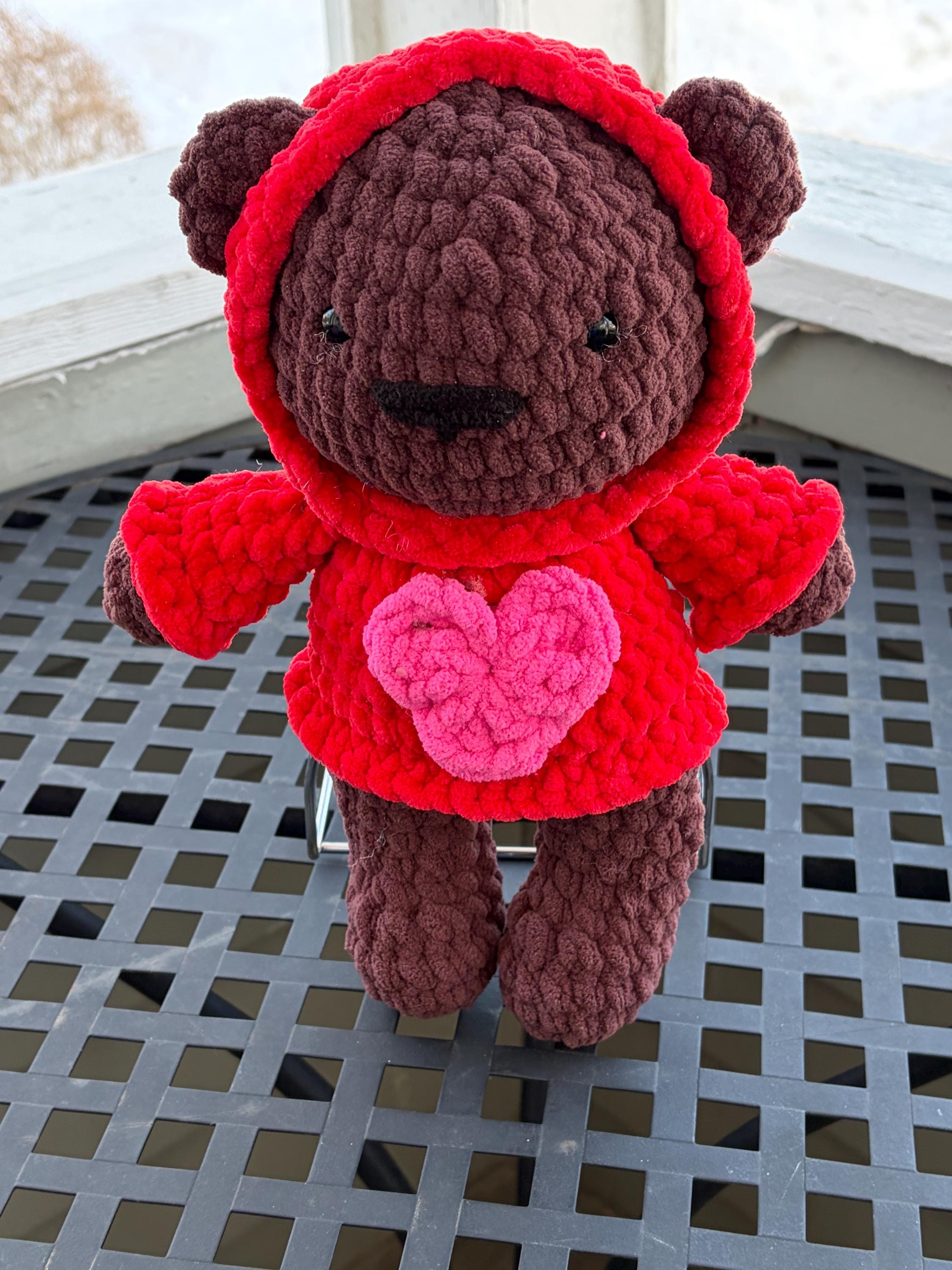 Crochet Bear Wearing Hoodie