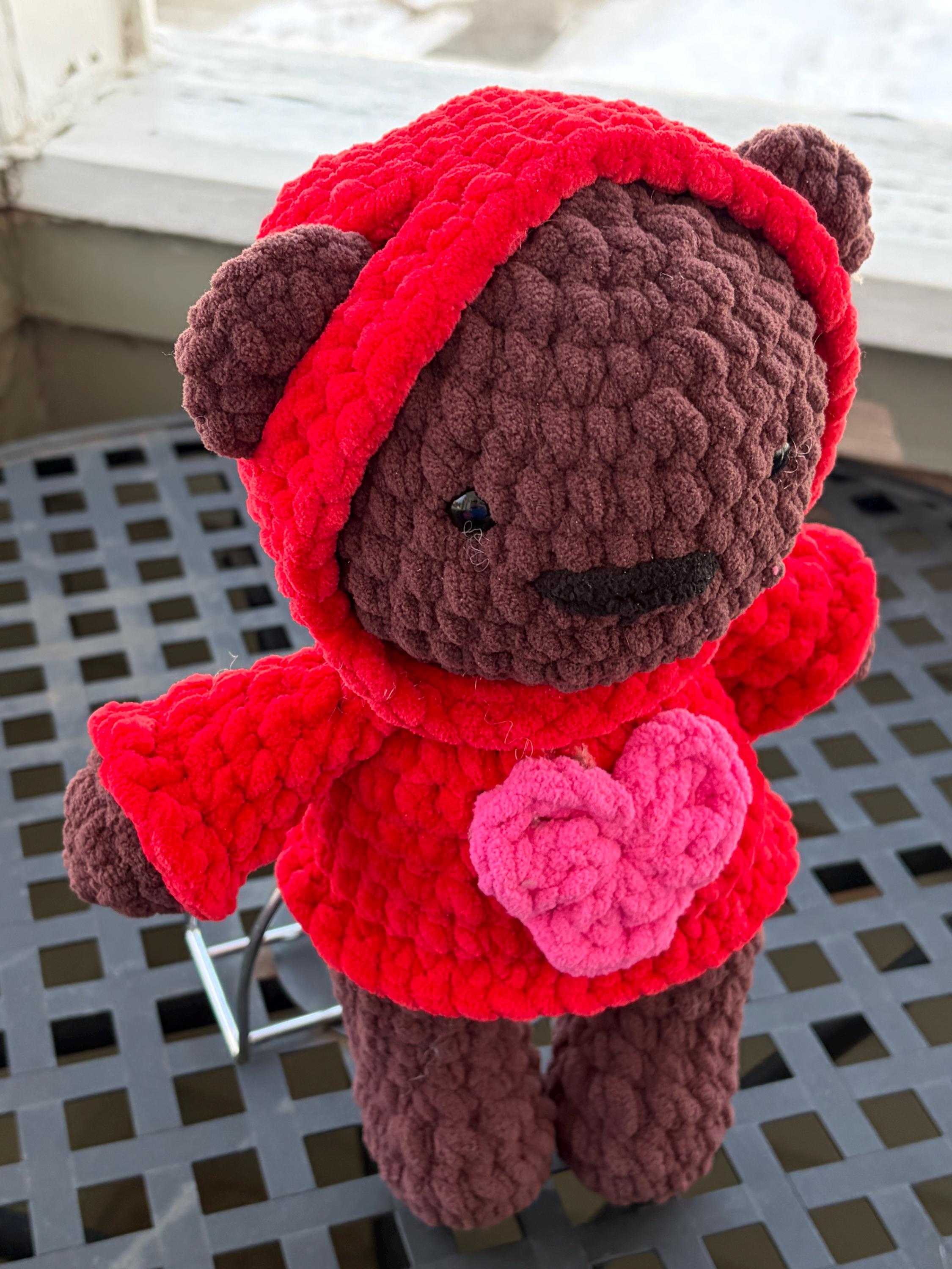 Crochet Bear Wearing Hoodie