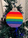 LGBT Pride Flag Christmas Ornament: Handstitched Plastic Canvas Bauble