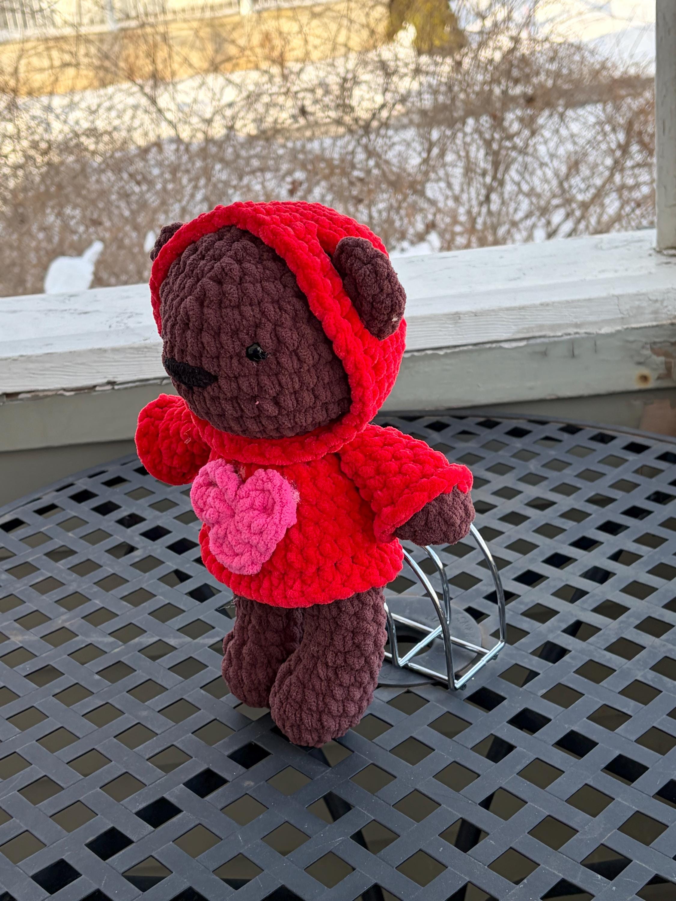 Crochet Bear Wearing Hoodie