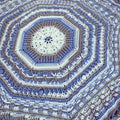 Blue & Gray Crochet Baby Blanket: Round Afghan Throw, 50"