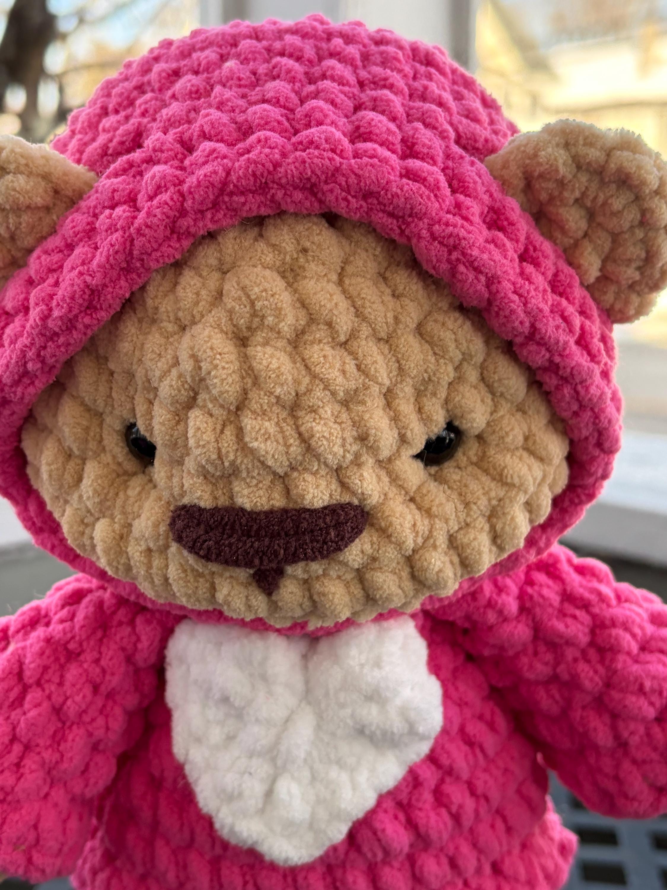 Crochet Bear Wearing Hoodie
