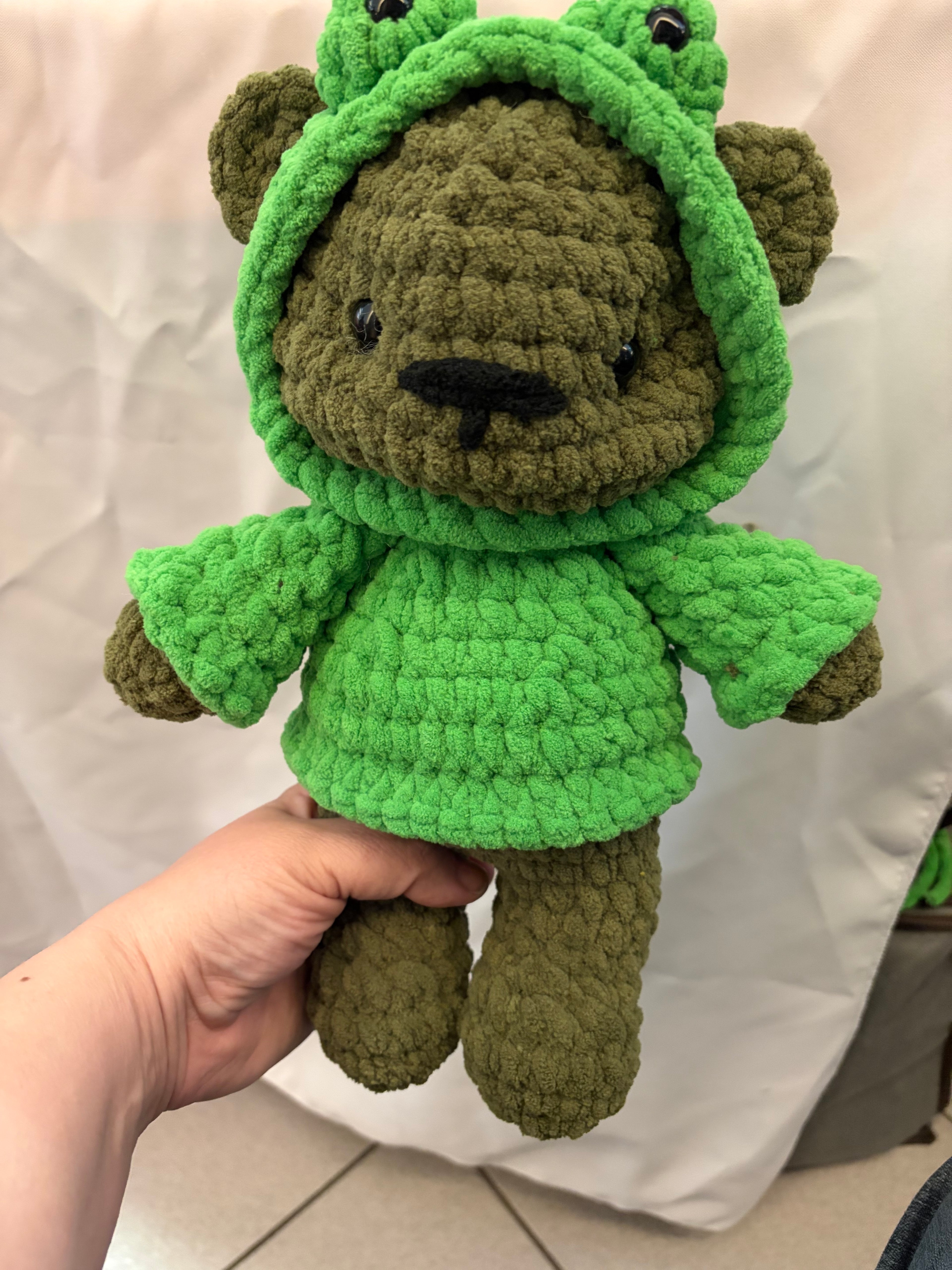 Crochet Bear Wearing Hoodie