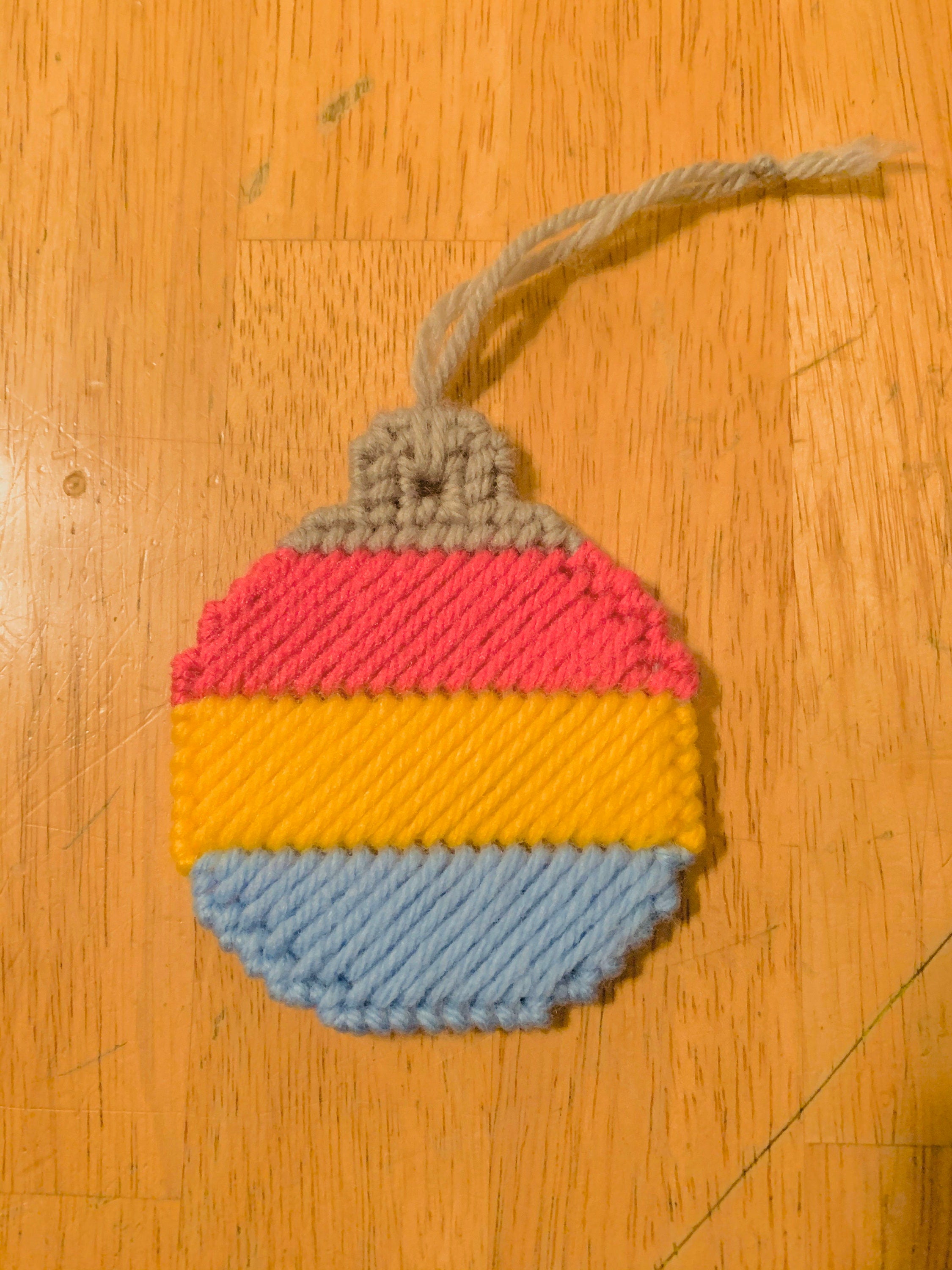 LGBT Pride Flag Christmas Ornament: Handstitched Plastic Canvas Bauble