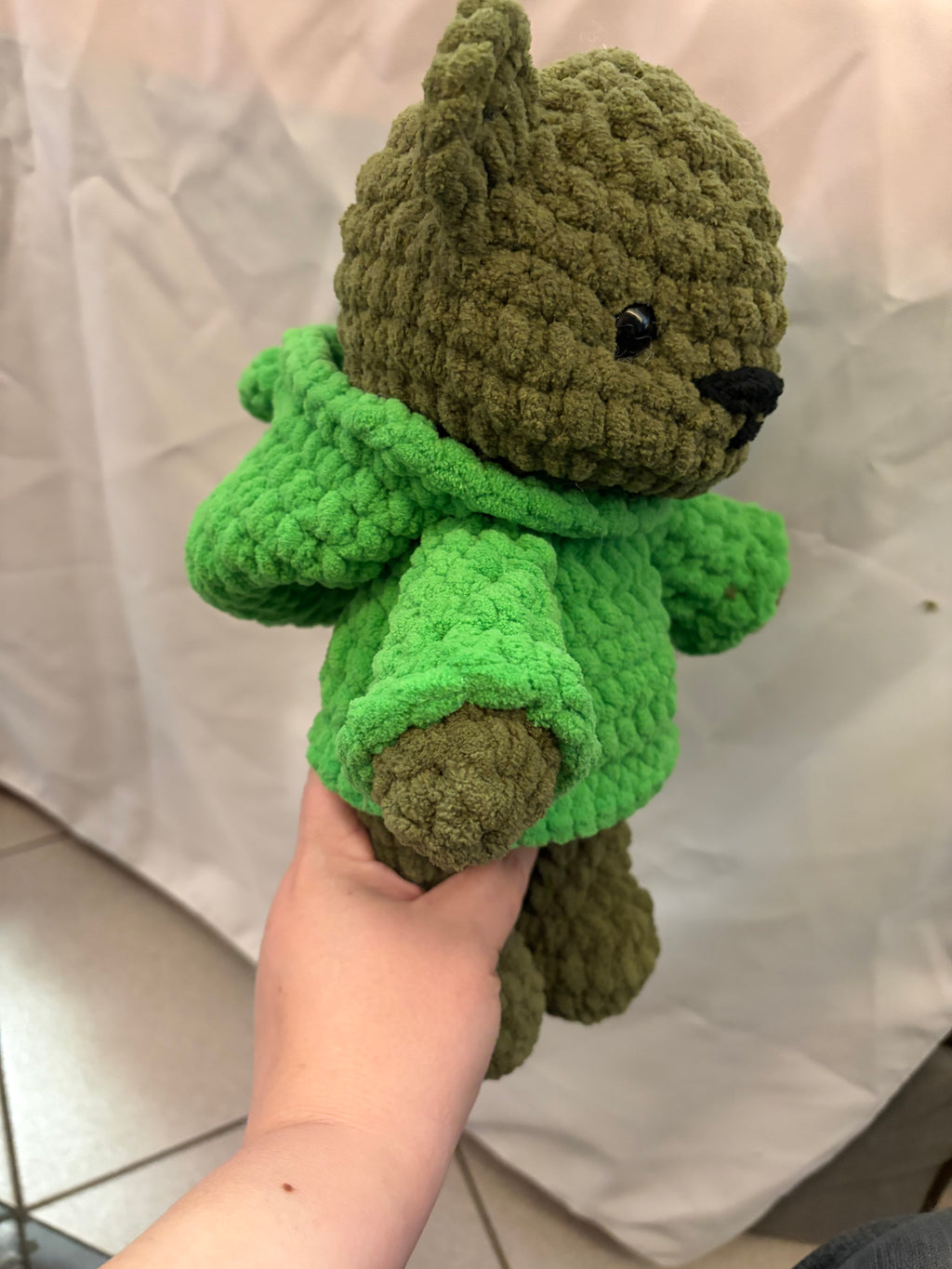 Crochet Bear Wearing Hoodie