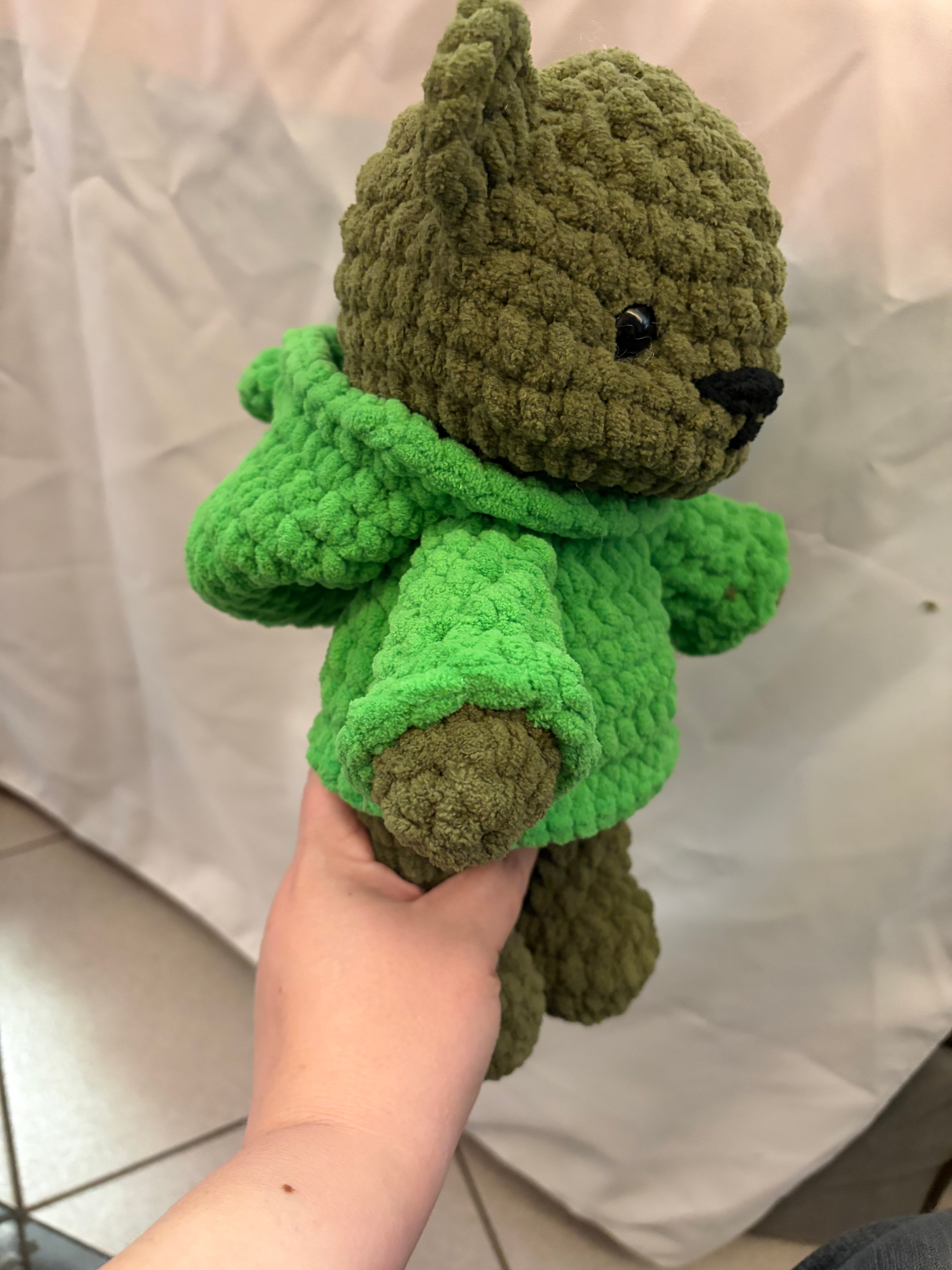 Crochet Bear Wearing Hoodie