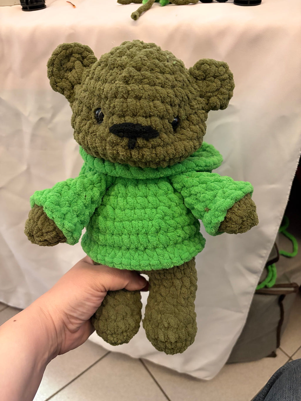 Crochet Bear Wearing Hoodie