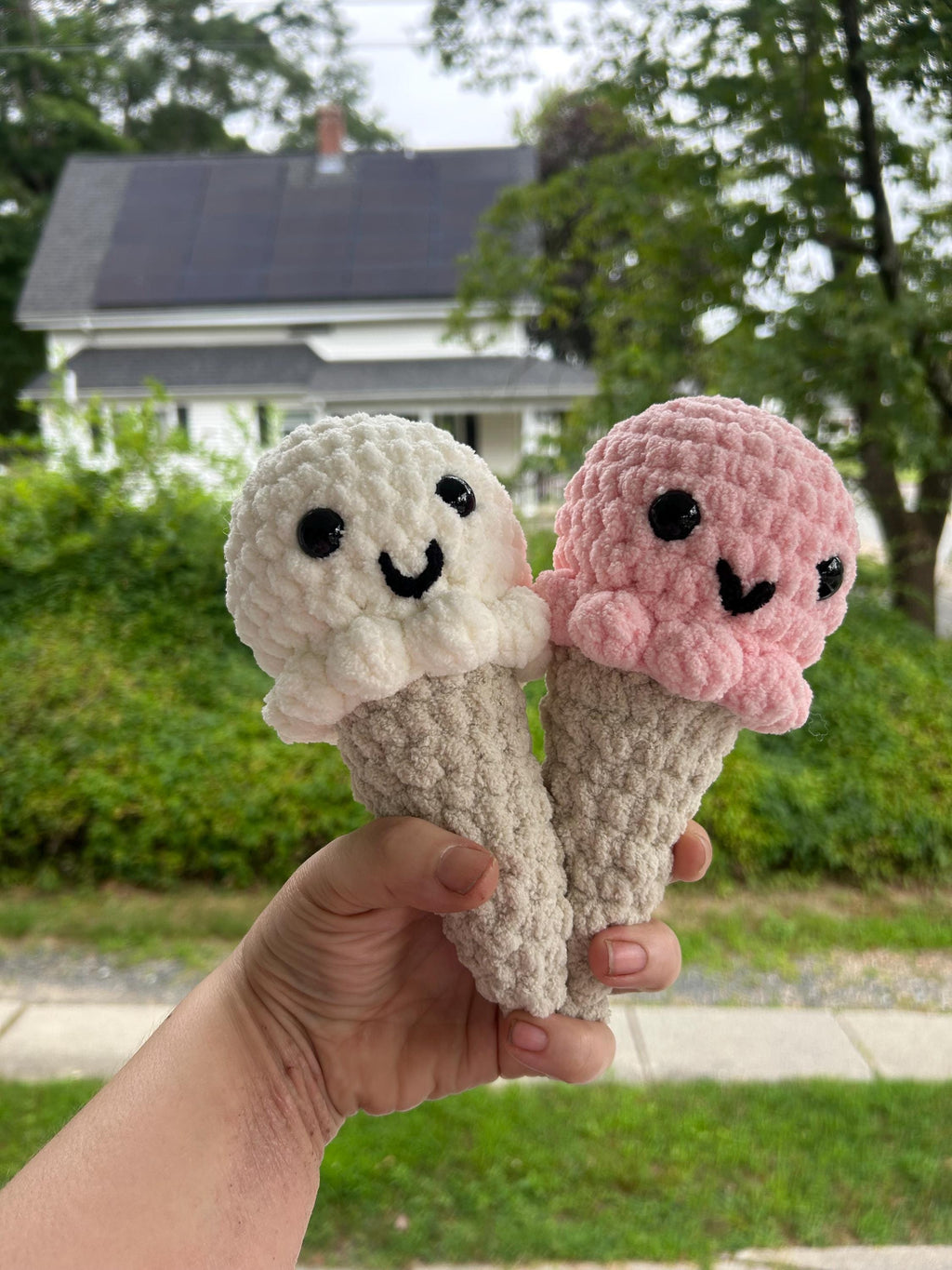 Crochet Ice Cream Plushie, Soft Stuffed Treat Toy