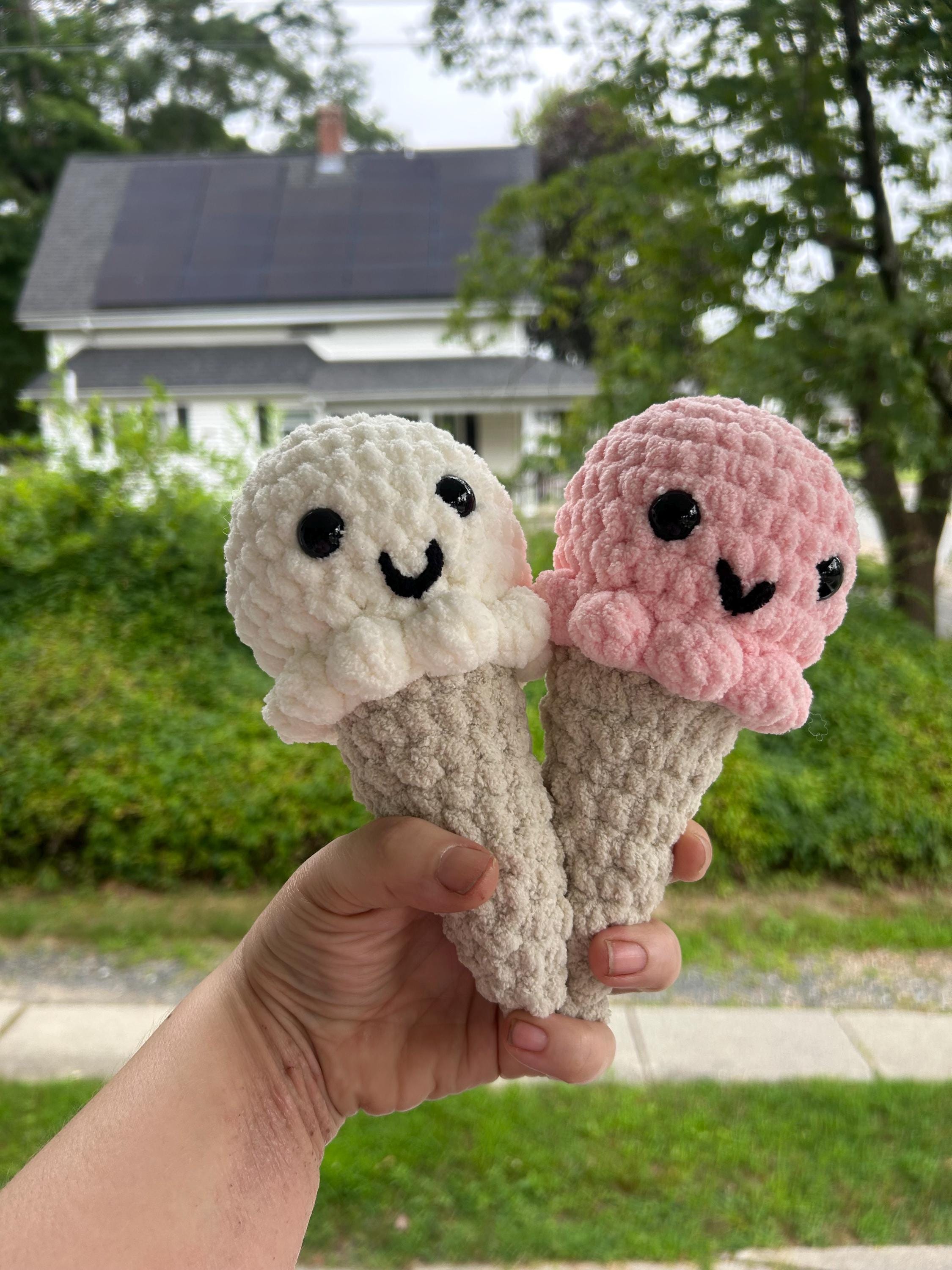 Crochet Ice Cream Plushie, Soft Stuffed Treat Toy