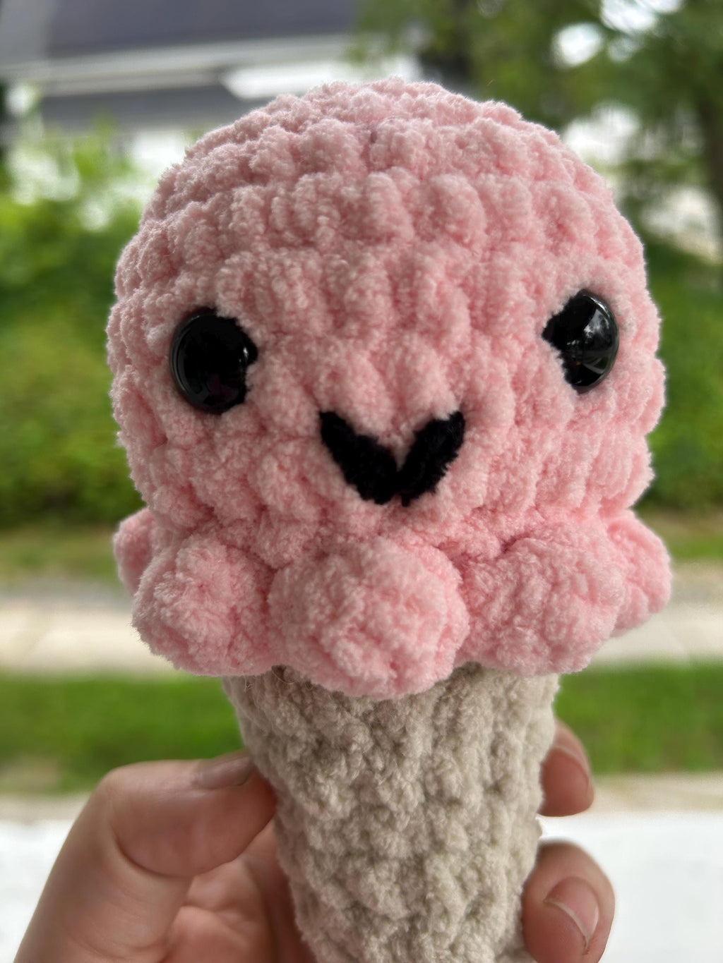 Crochet Ice Cream Plushie, Soft Stuffed Treat Toy