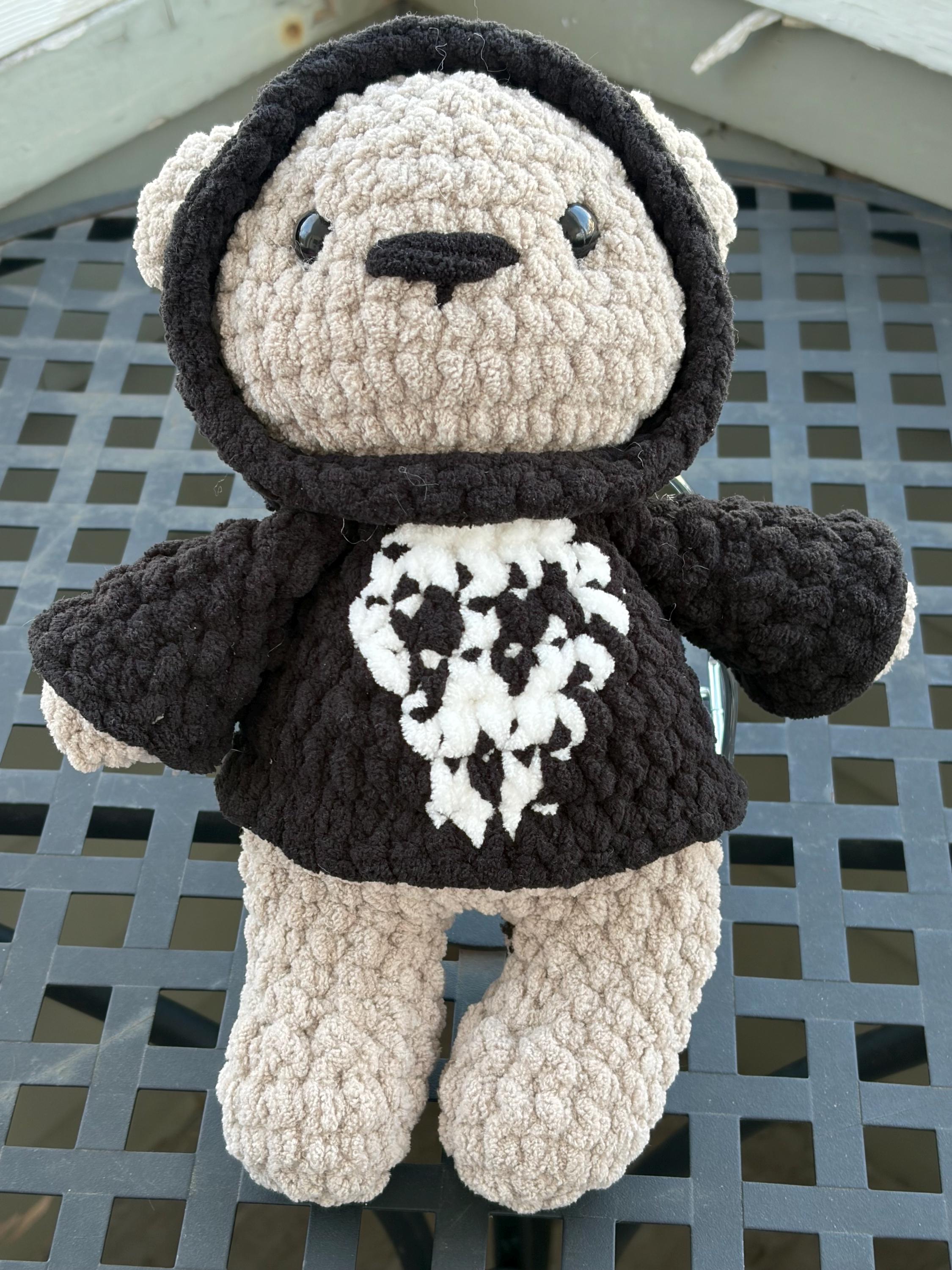 Crochet Bear Wearing Hoodie