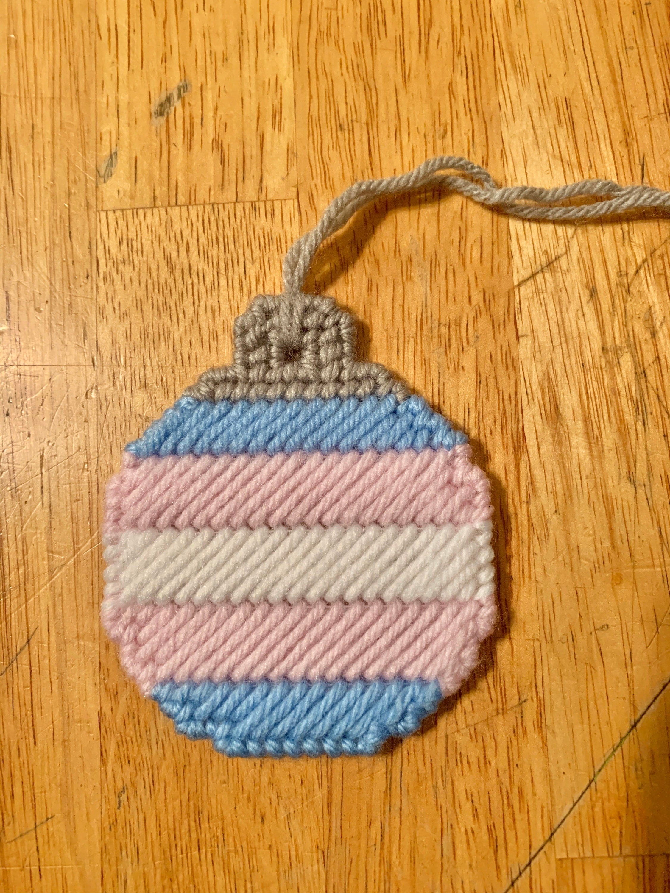 LGBT Pride Flag Christmas Ornament: Handstitched Plastic Canvas Bauble