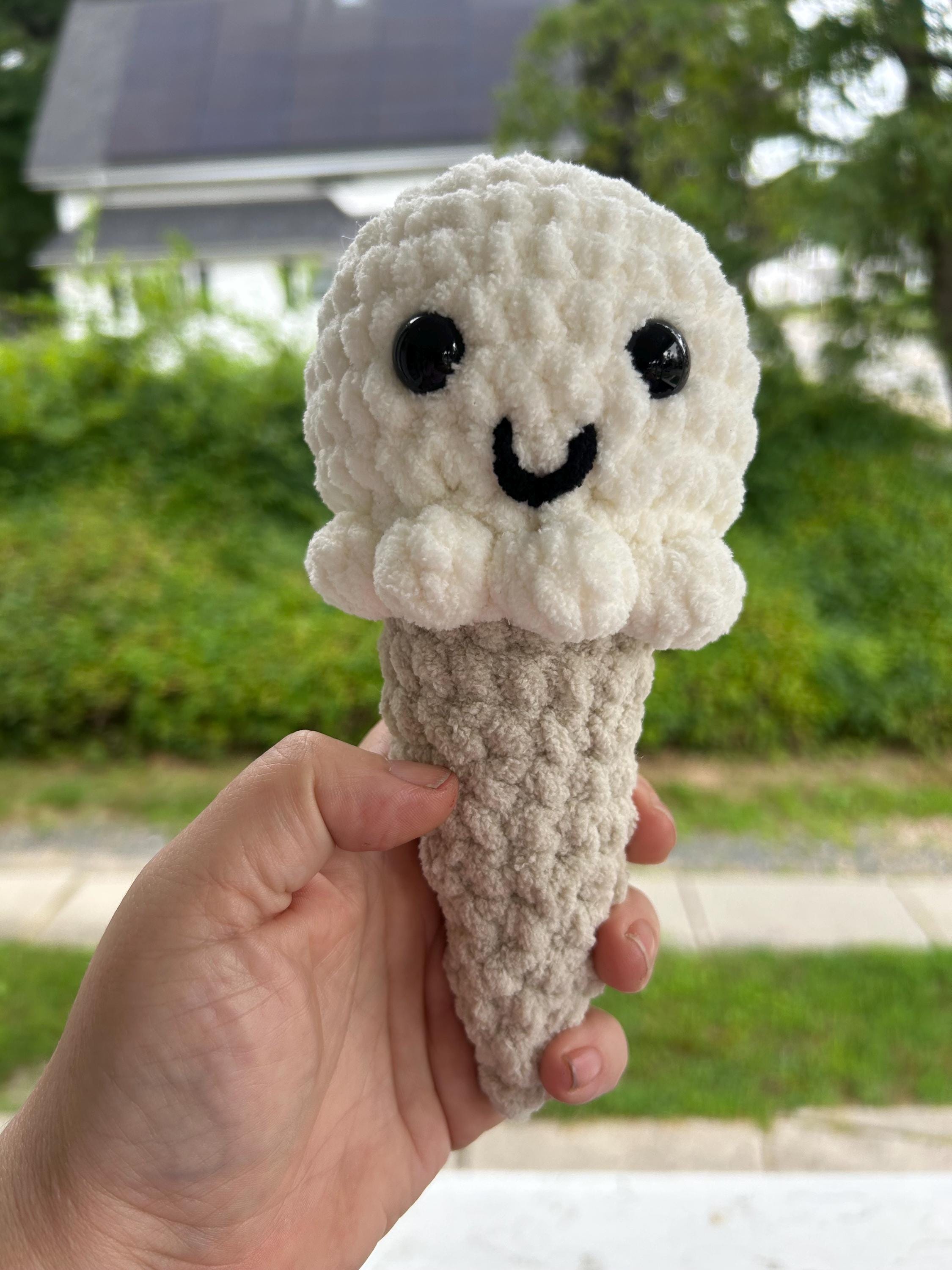 Crochet Ice Cream Plushie, Soft Stuffed Treat Toy